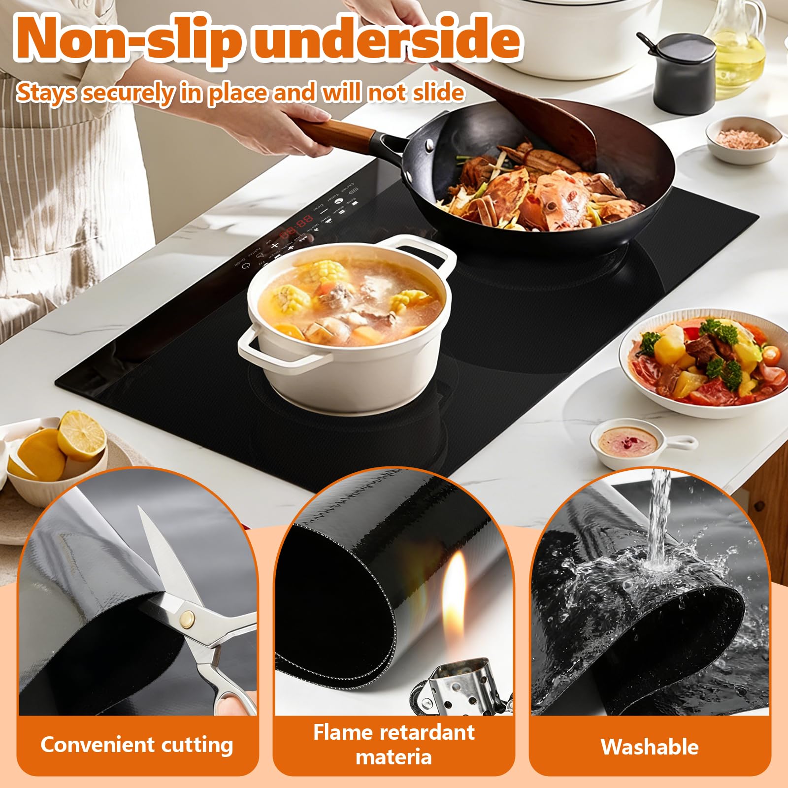 54 * 90cm Große Induktionskochfeld Schutzmatte, Silikon Induktion schutzmatte, Induction Cooker Silikonmatte, HitzebestäNdiges Wärmeisolierte Pad für Induktionsherd