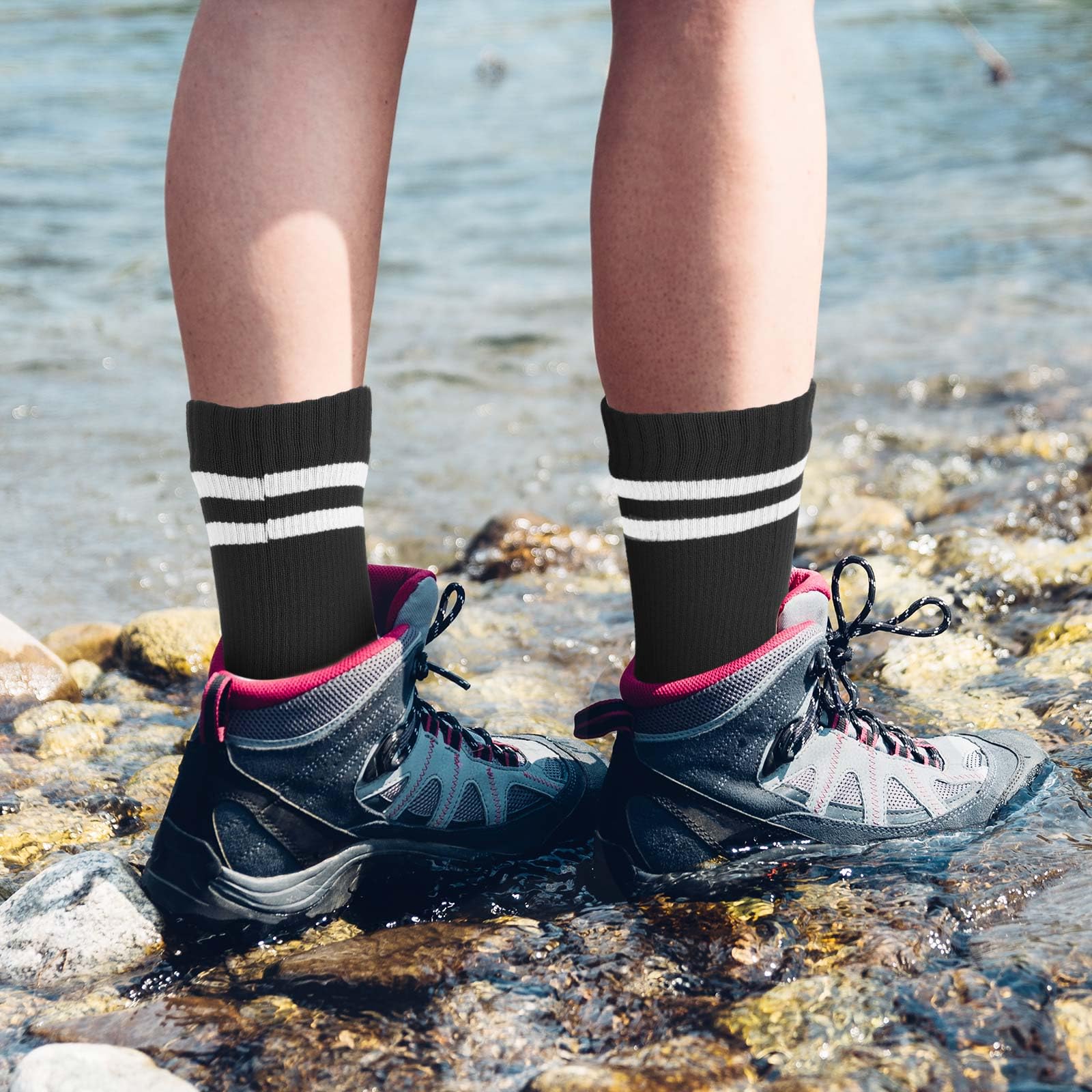 Geyoga 3 Paar wasserdichte Socken für Kinder, Mädchen, Jungen, Outdoor-Watsocken, atmungsaktiv, Skifahren, Wandern, Socken für Reisen, Camping