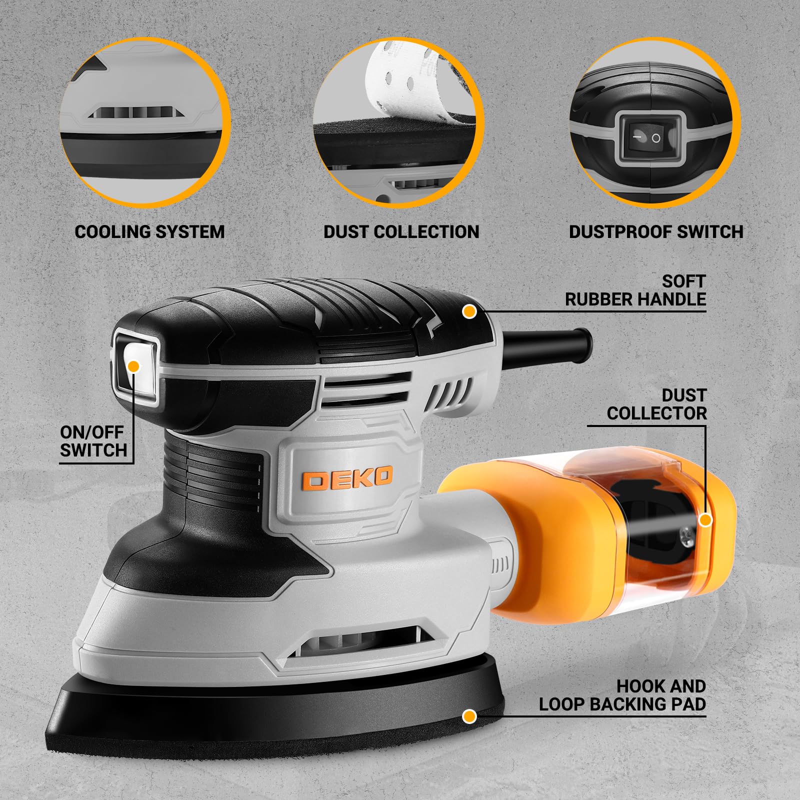 DEKOPRO Detail Sander - Electric Mouse Sander -3