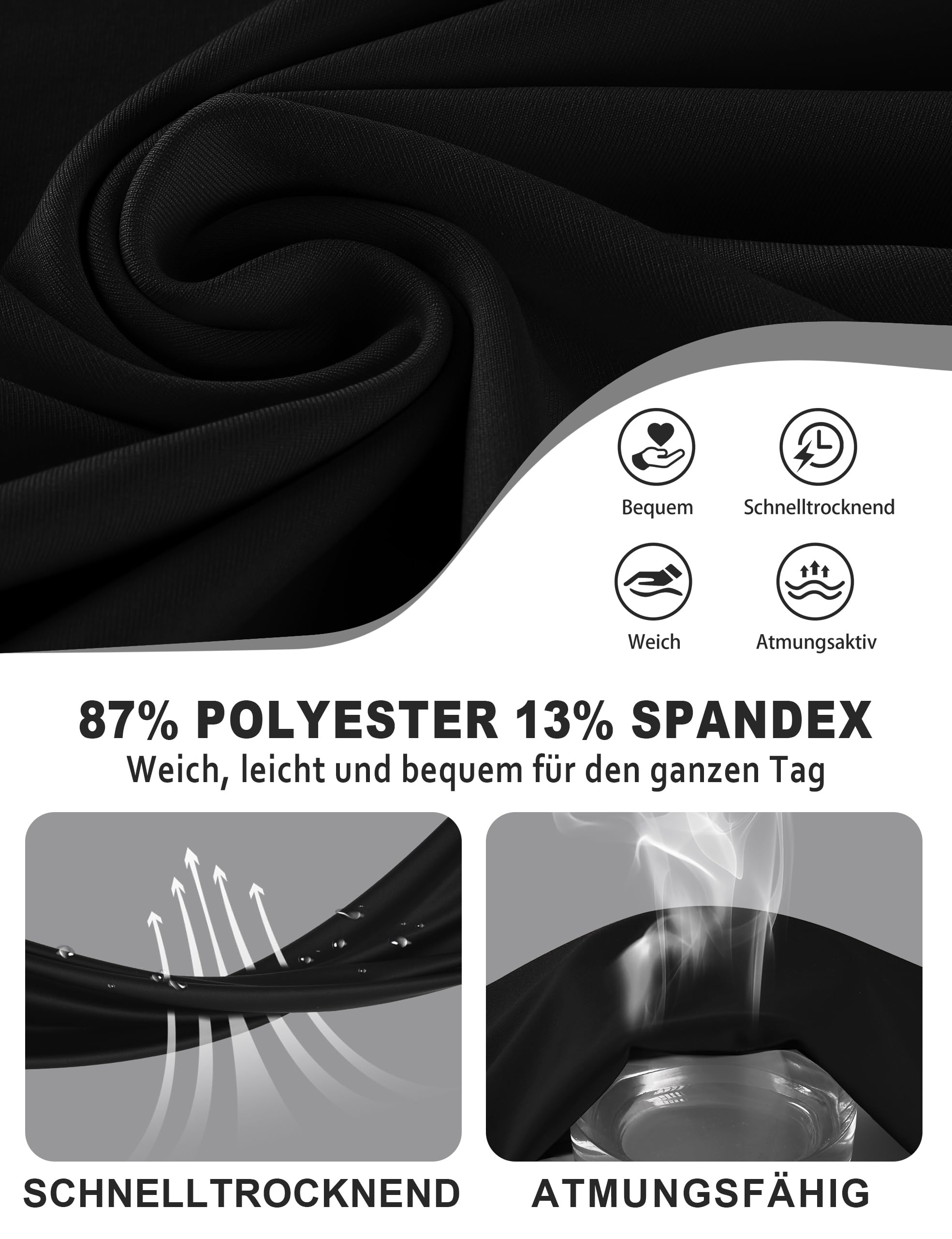 Roadbox Damen Sportoberteil Eng Kurzarm, Schnelltrocknend Laufshirt & Gym Shirt, Leichtes Base Layer Funktionsshirt für Training, Joggen, Pilates & Outdoor