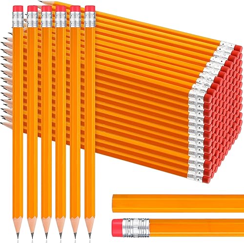 Fumete 400 lápices amarillos a granel con borradores de madera sin afilar de 2 HB, estuche de madera para niños, estudiantes, oficina, escuela, aula