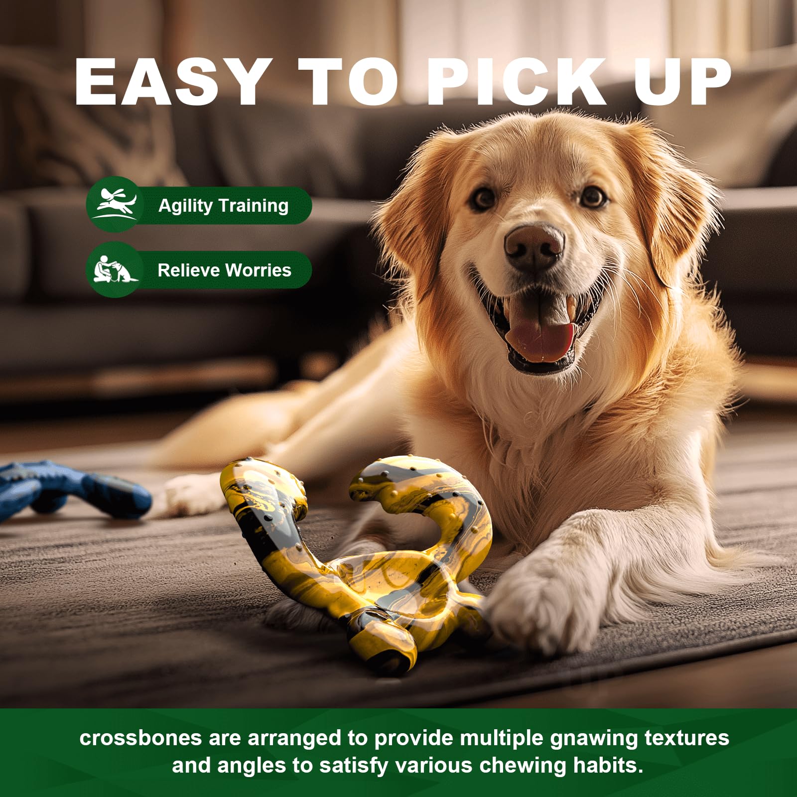 Juguete masticable duradero para perros para masticadores agresivos, hueso de nailon resistente para razas medianas, juguete interactivo de dentición con sabor real a tocino, mantiene a los