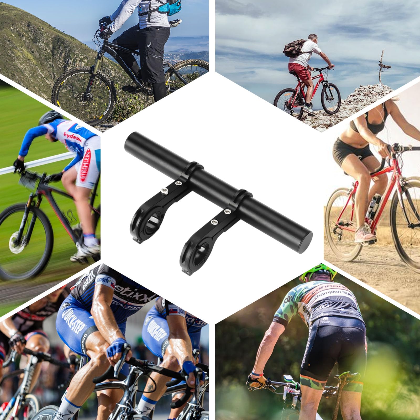 Prolunga Manubrio Per Bici Da 20 Cm In Alluminio – Doppio Morsetto, Per Torcia, Telefono, GPS, Fotocamera, Facile Da Montare