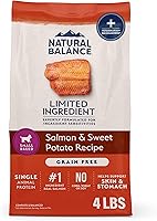 Natural Balance Grain-Free Salmon & Sweet Potato Small Breed Adult Dry Dog Food, 4lb - Limited Ingredient for Sensitive Stomachs