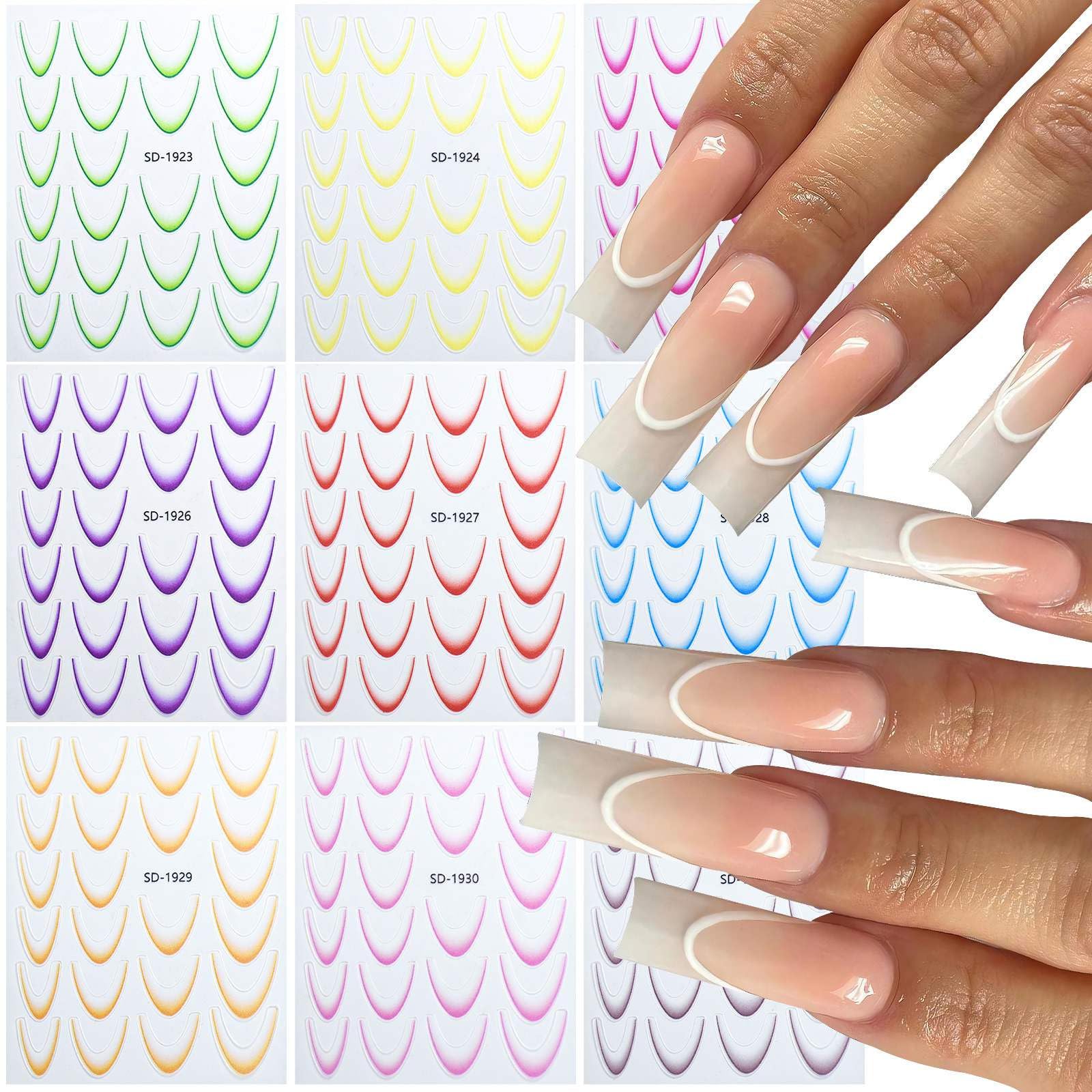 12 French Nail Sticker Mit Verlauf – Selbstklebend Für Schnelle Maniküre
