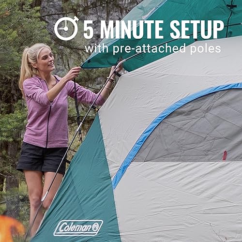 Miniatura 4 de Coleman Skydome Tent with 5 Minute Setup, 2468-Person Weatherproof Tent with Rainfly & Carry Bag, 20% More Headroom Than Traditional Canopies