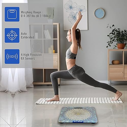 Miniatura 3 de Eilison Báscula digital de peso corporal altamente avanzada de 400 libras, báscula de baño de precisión escalonada, pantalla LED precisa y grande,