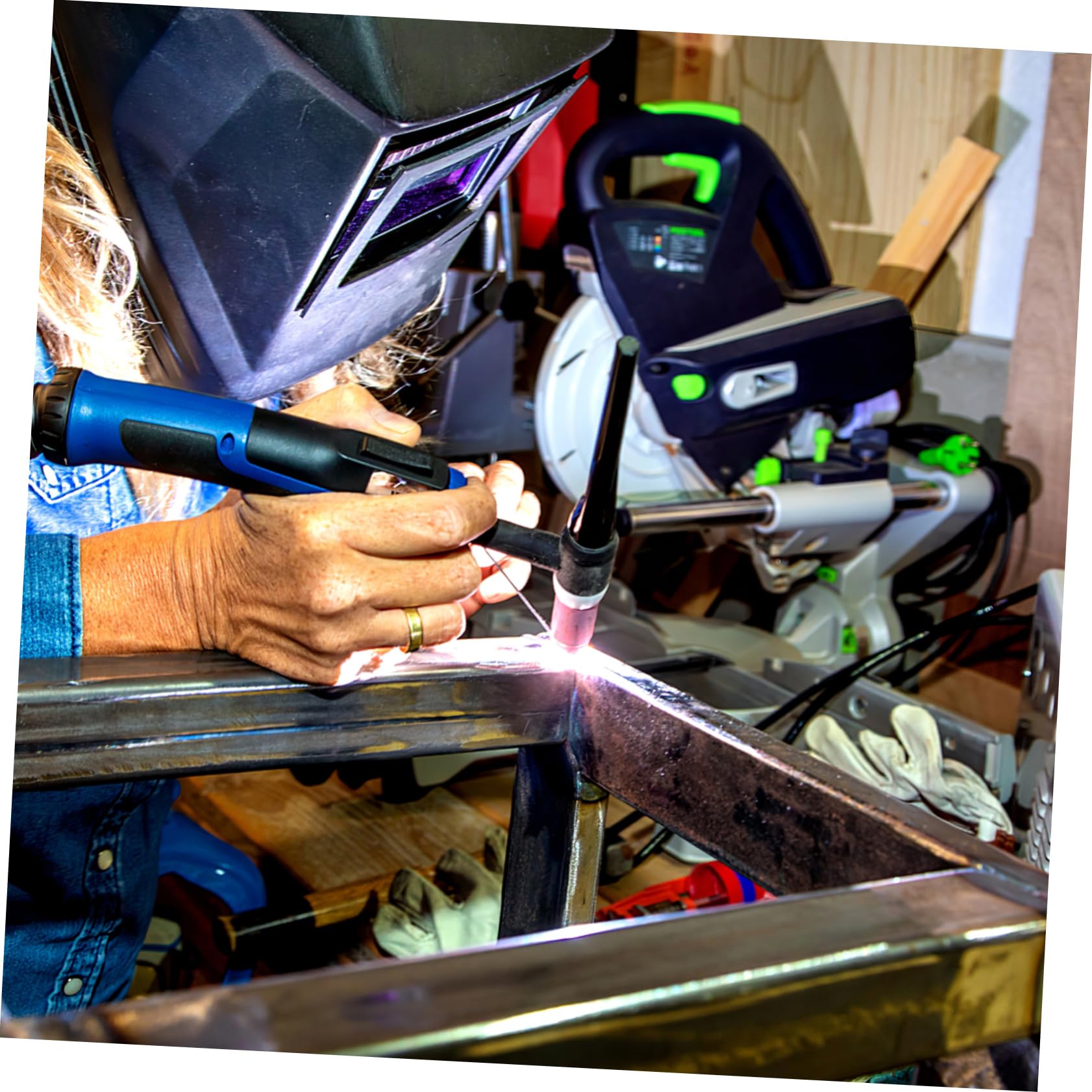 Veemoon Kit de Accesorios de Soldadura Tig Cuerpo de Pinzas y Copas de Vidrio, Acero Inoxidable y Plástico, Portátil para Proyectos de Soldadura Precisos