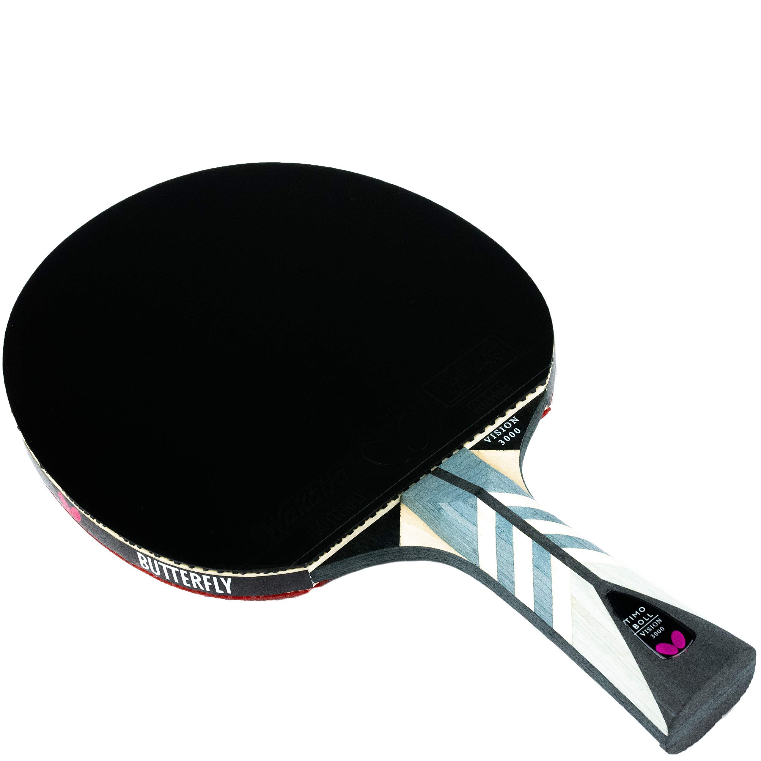 Butterfly® Timo Boll Vision 3000 rakieta do tenisa stołowego, profesjonalna rakieta do tenisa stołowego, dla zaawansowanych technicznie graczy, z certyfikatem ITTF Wakaba, kształt uchwytu, wklęsły