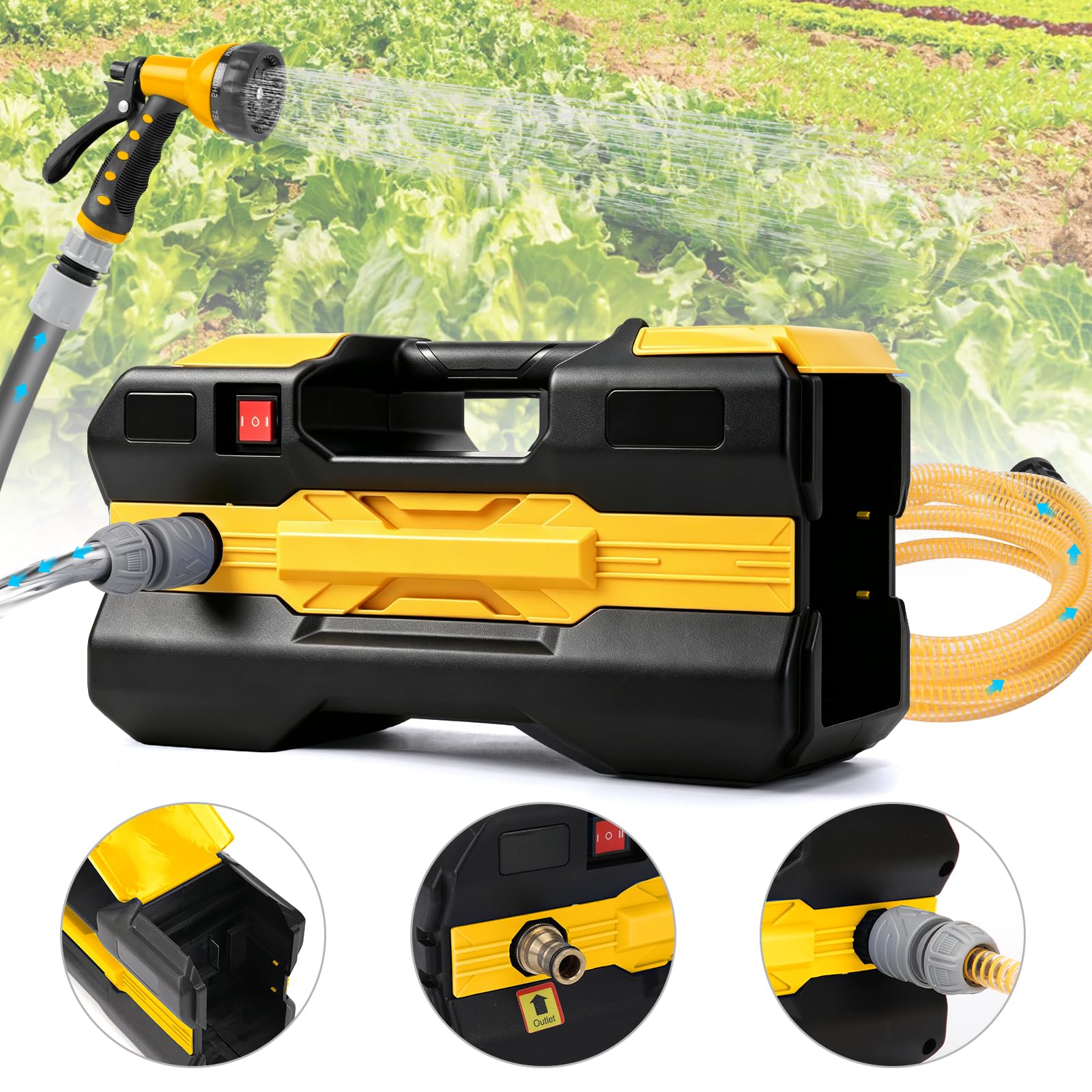 Pompe à eau, compatible avec Makita 18 V batterie | pompe auto-aspirante portable sans fil pour piscine de jardin, bassins, aquariums (outil uniquement, pas de batterie)