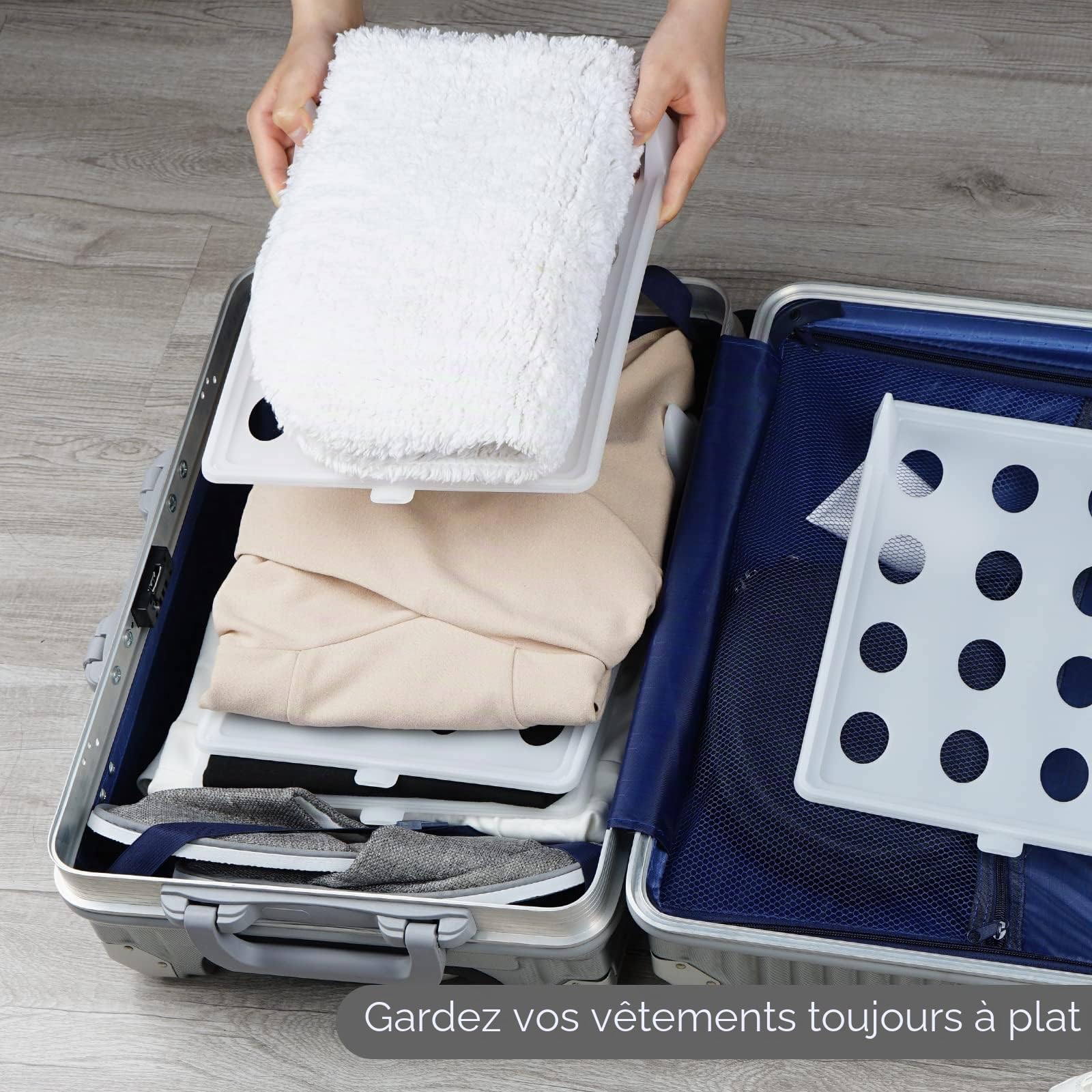 Adorila Lot de 10 plateaux de rangement pliables empilables pour t-shirts, pour reçus de chemise