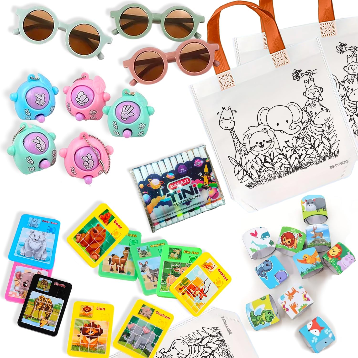 Party Propz Jungle Theme Return Gifts - 60 Pcs, Partyfavors Pack, Birthday Return Gifts For Kids, Return Gifts For Birthday, return gift for kids age 6-10