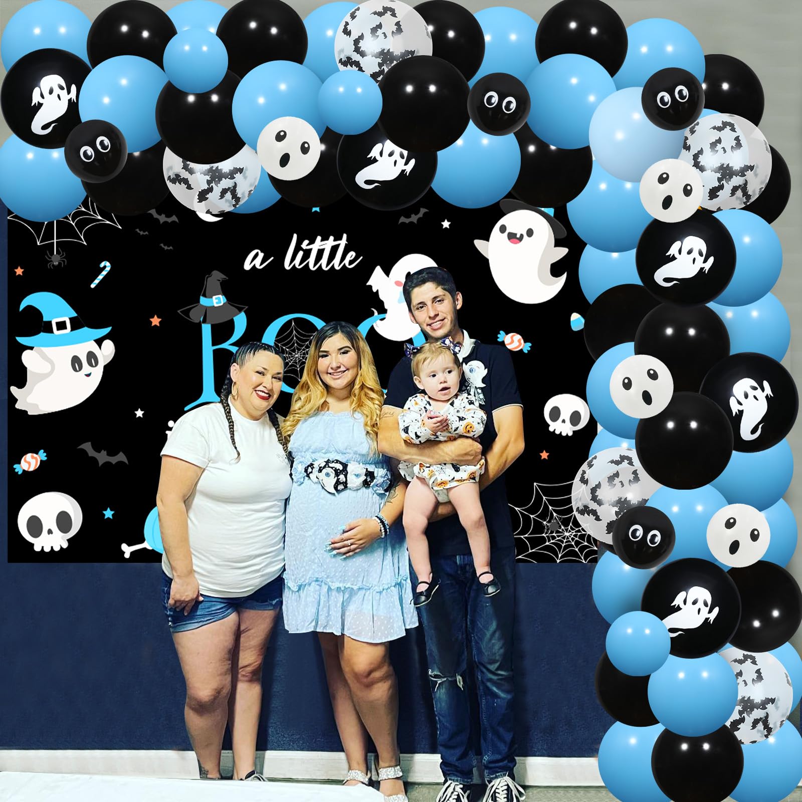 A Little Boo Is Almost Due Halloween Baby Shower Decorations Kit – Black & Silver Balloon Garland - View #7