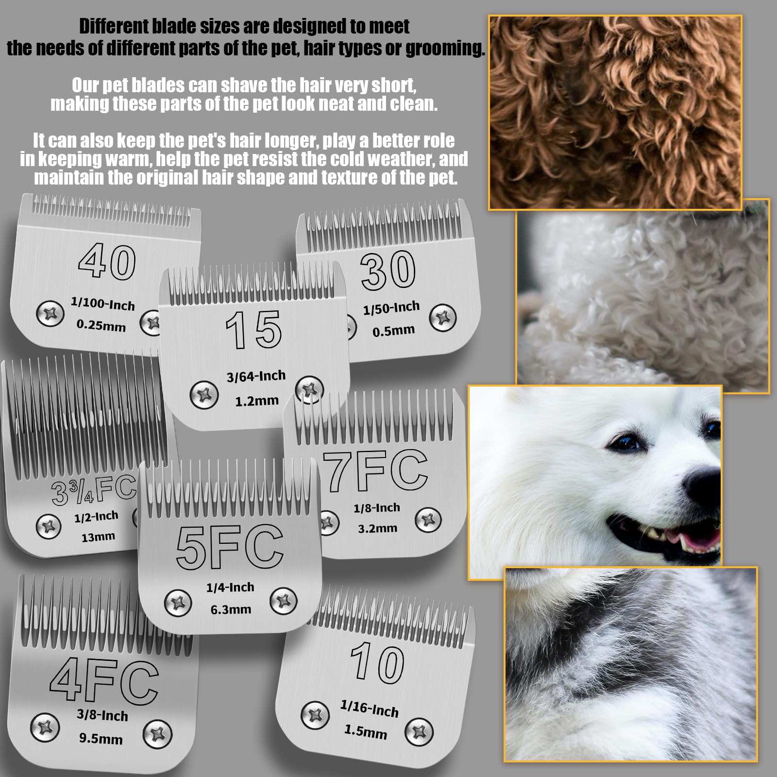Confezione da 8 lame di ricambio in acciaio inossidabile rimovibili per la toelettatura dei cani, compatibili con i tagliacapelli per animali domestici Andis/Oster A5/Heiniger/moser max 50/Wahl.
