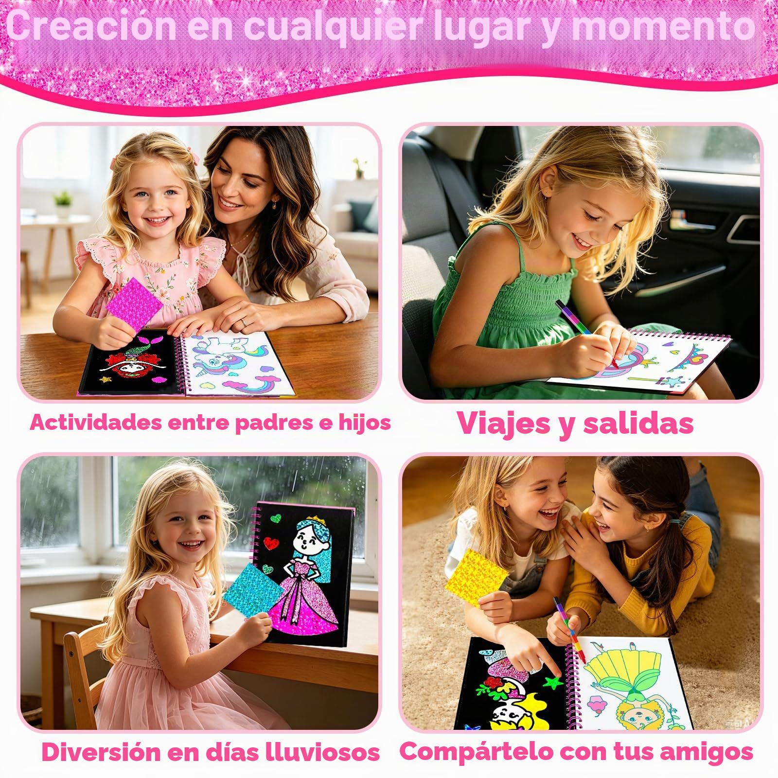 FUNNYB&G Manualidades infantiles con foil, Creativo Kit Manualidades niños, Juguete Niña Regalos Para de 3 4 5 6 7 8 9 12 Años Niño cumpleaños (Princesa)