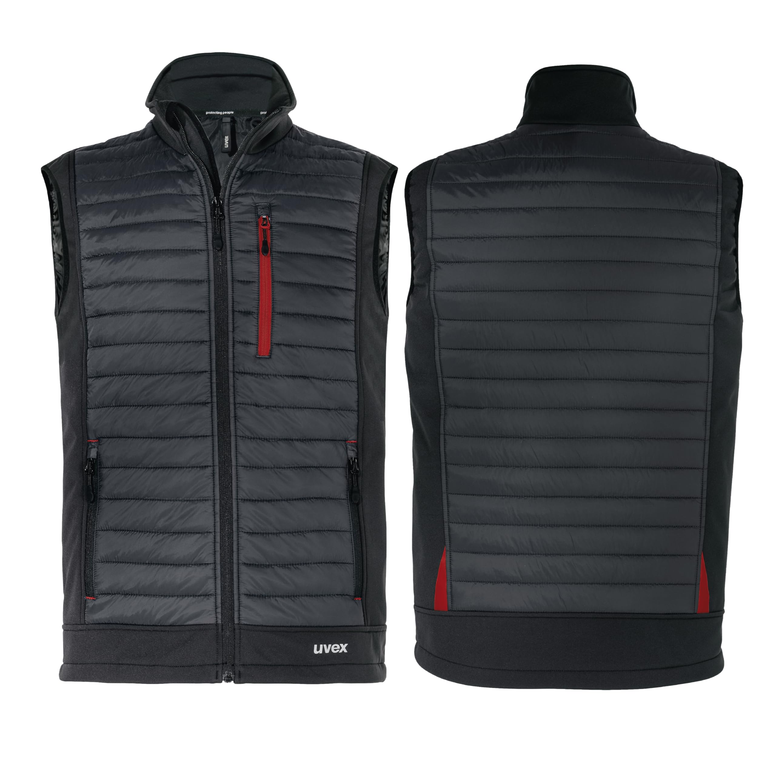 Uvex tune-up Herren Hybridweste - robuste Arbeitsweste - für Arbeit und Freizeit - Schwarz/Red - 3XL