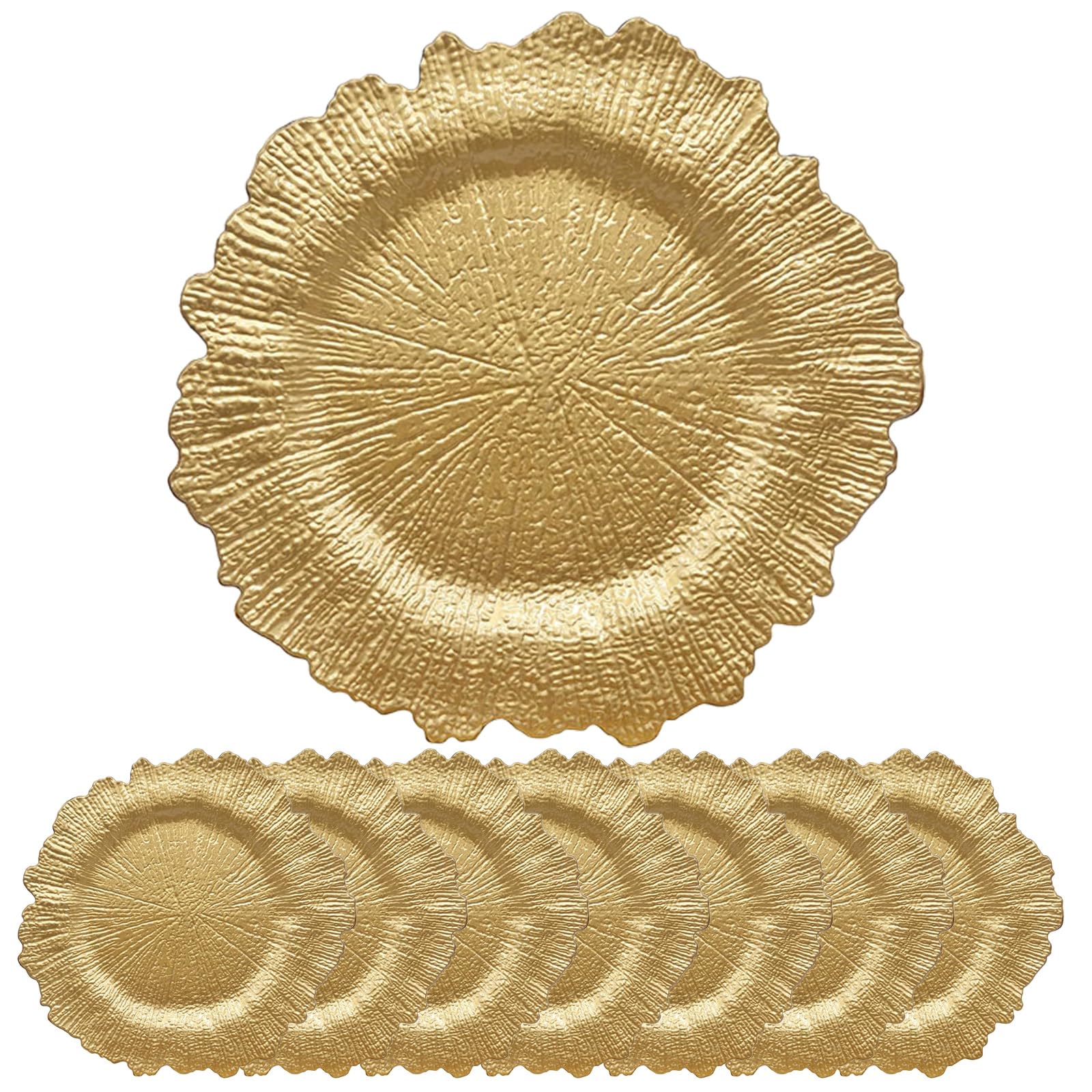 Rose Toy Dinner Plates Reef Glass Charger Plate 13" Clear Gold Reef Glass  Charger Plates (8pcs)