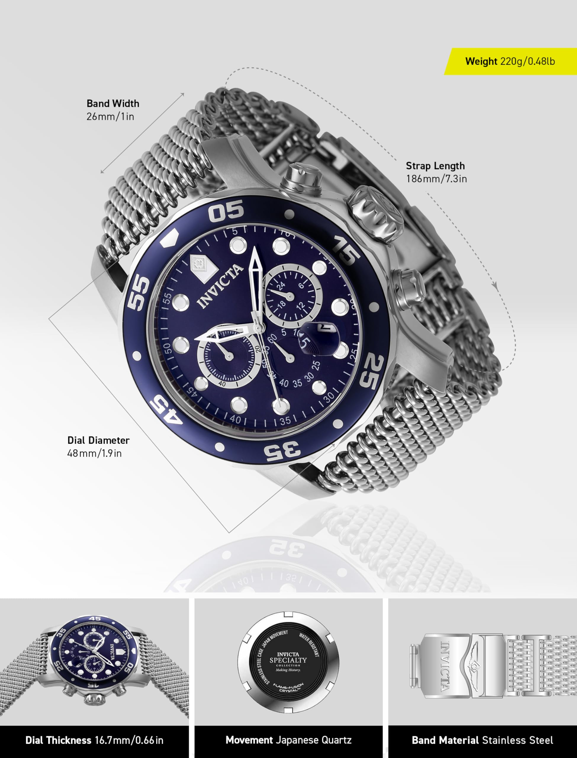 Invicta Pro Diver Edelstahl Herren Quarzuhrwerk - 48mm