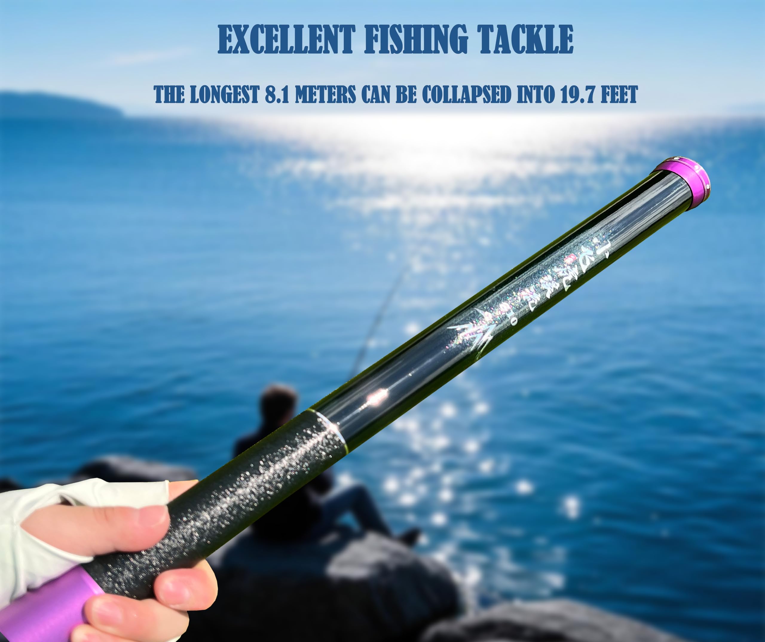 Canna da pesca telescopica in fibra di carbonio da 26,6 FT Canna da pesca ultraleggera portatile canne Tenkara Canne pieghevoli Bass Crappie Kit completo Pocket canna da pesca in bambù