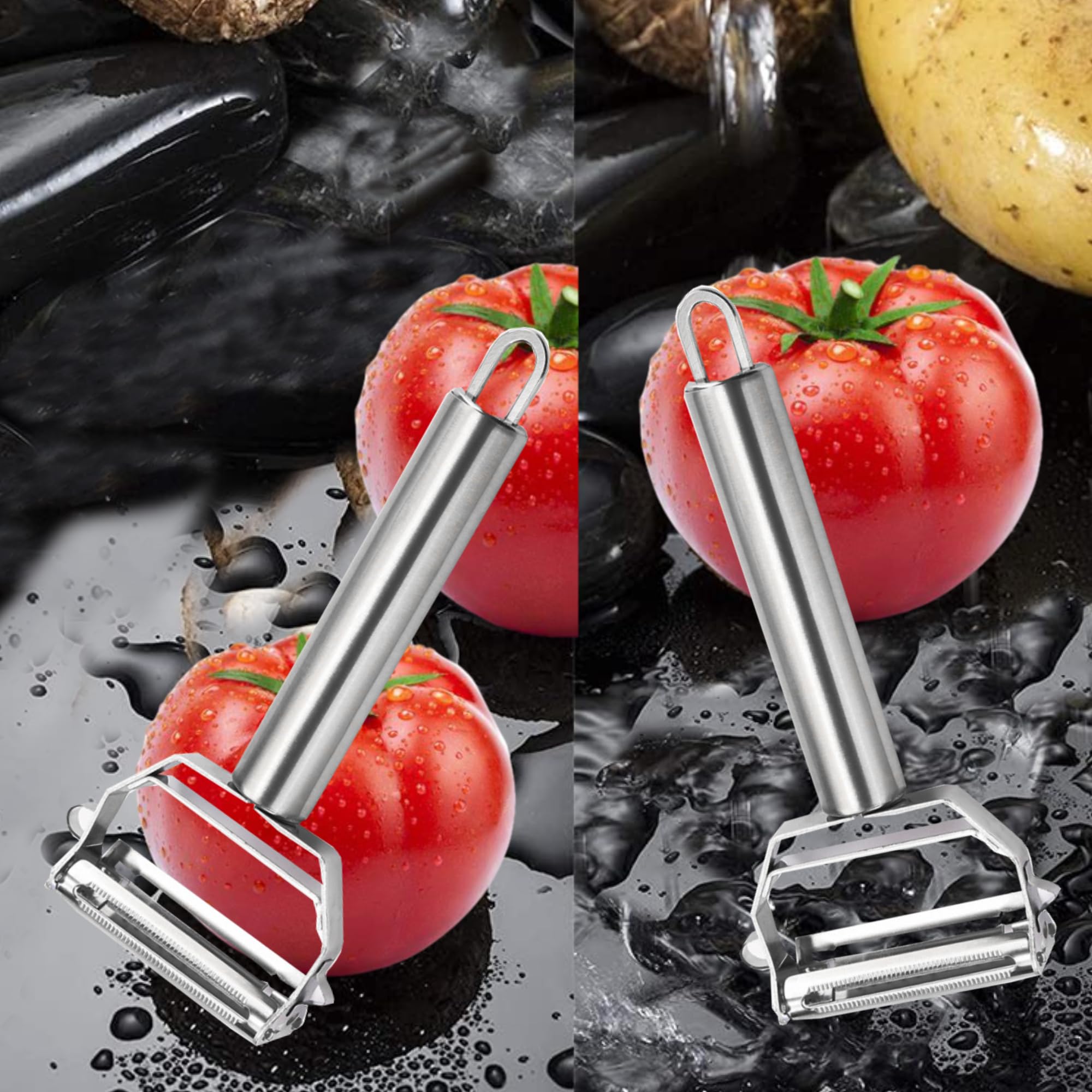2 Épluche-Légumes Avec Lame Inox – Double Tranchant, Poignée Antidérapante – Pour Pommes De Terre, Carottes, Fruits