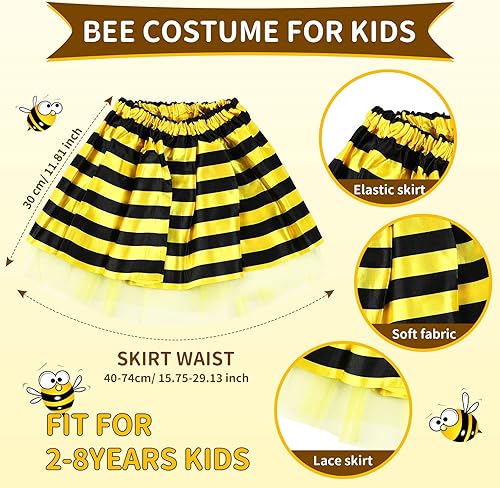 Miniatura 2 de Neer Accesorios de disfraces de Halloween de abeja para niñas y niños incluyen disfraz de falda tutú, falda de abeja, antena de hada, diadema y ala