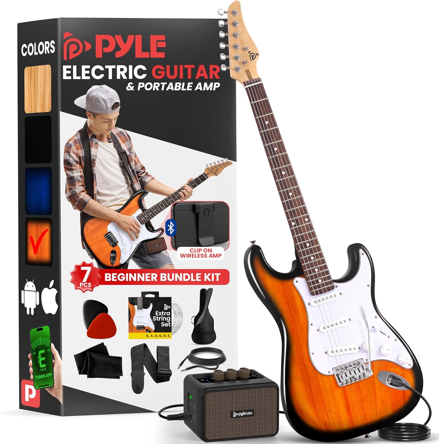 Pyle Full Size Electric Guitar Kit with 5W Amplifier, Gig