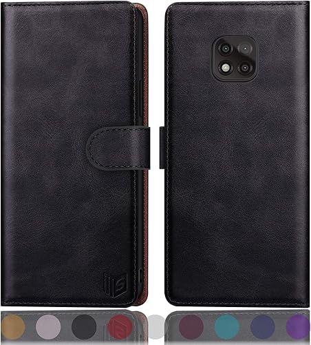 SUANPOT Funda tipo cartera con bloqueo RFID para Moto G Power 2021 con soporte para tarjetas de crédito, funda de piel sintética con tapa para