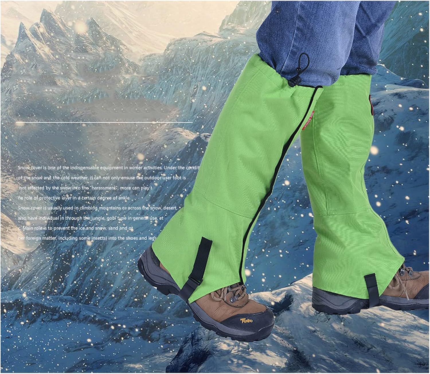 Leg Gaiters, with Shoelace Fixing Hooks, Outdoor Gaiters and Snowshoe Gaiters, Suitable for Men and Women Camping, Mountain Climbing, Hiking and Snowshoeing