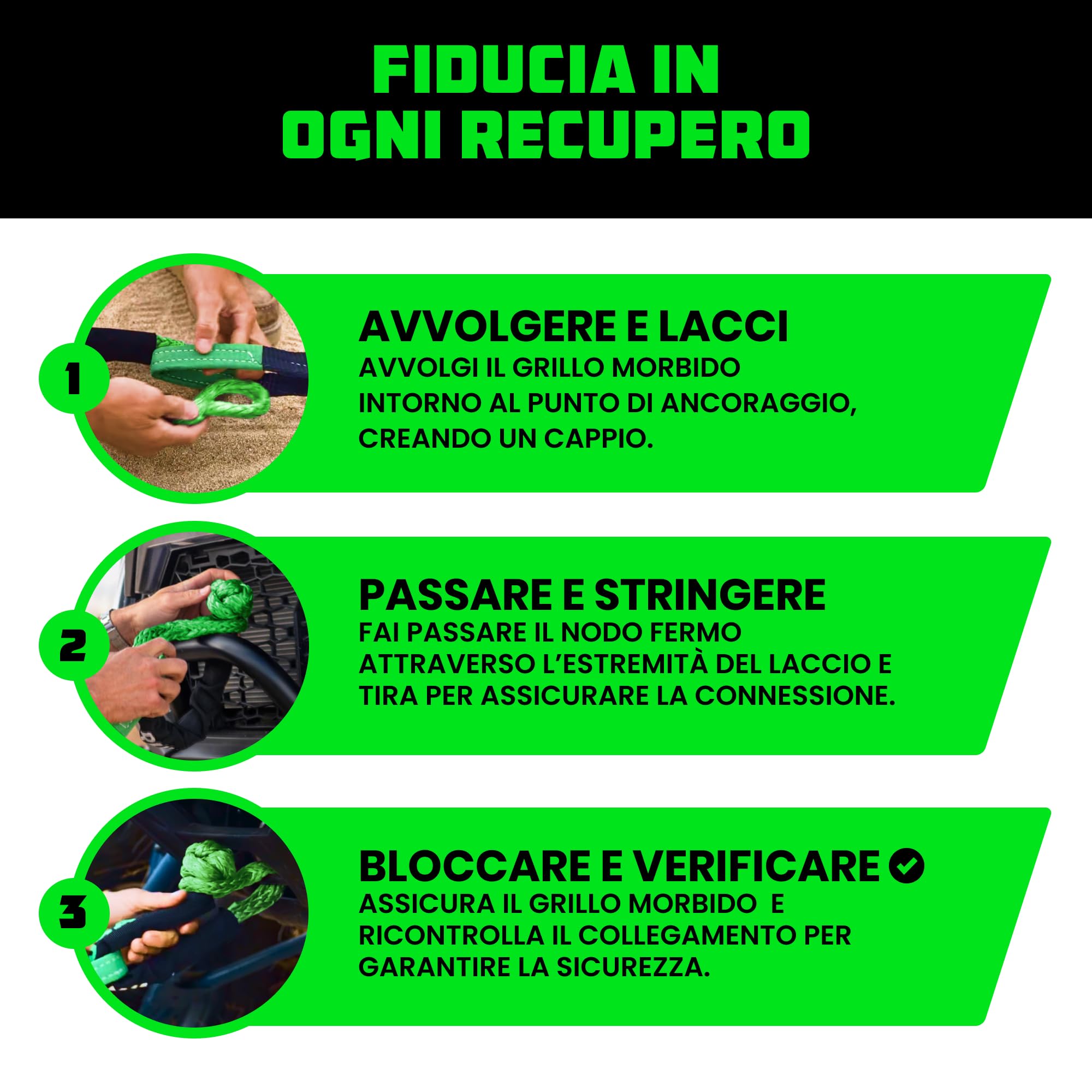 Rhino USA Corda Sintetica con Grillo Morbido (2-Pack) – 1 cm x 56 cm (14.243 kg resistenza alla rottura) - Kit di recupero fuoristrada per camion, UTV, ATV - Compatibile con Jeep, Toyota, Ford e altro