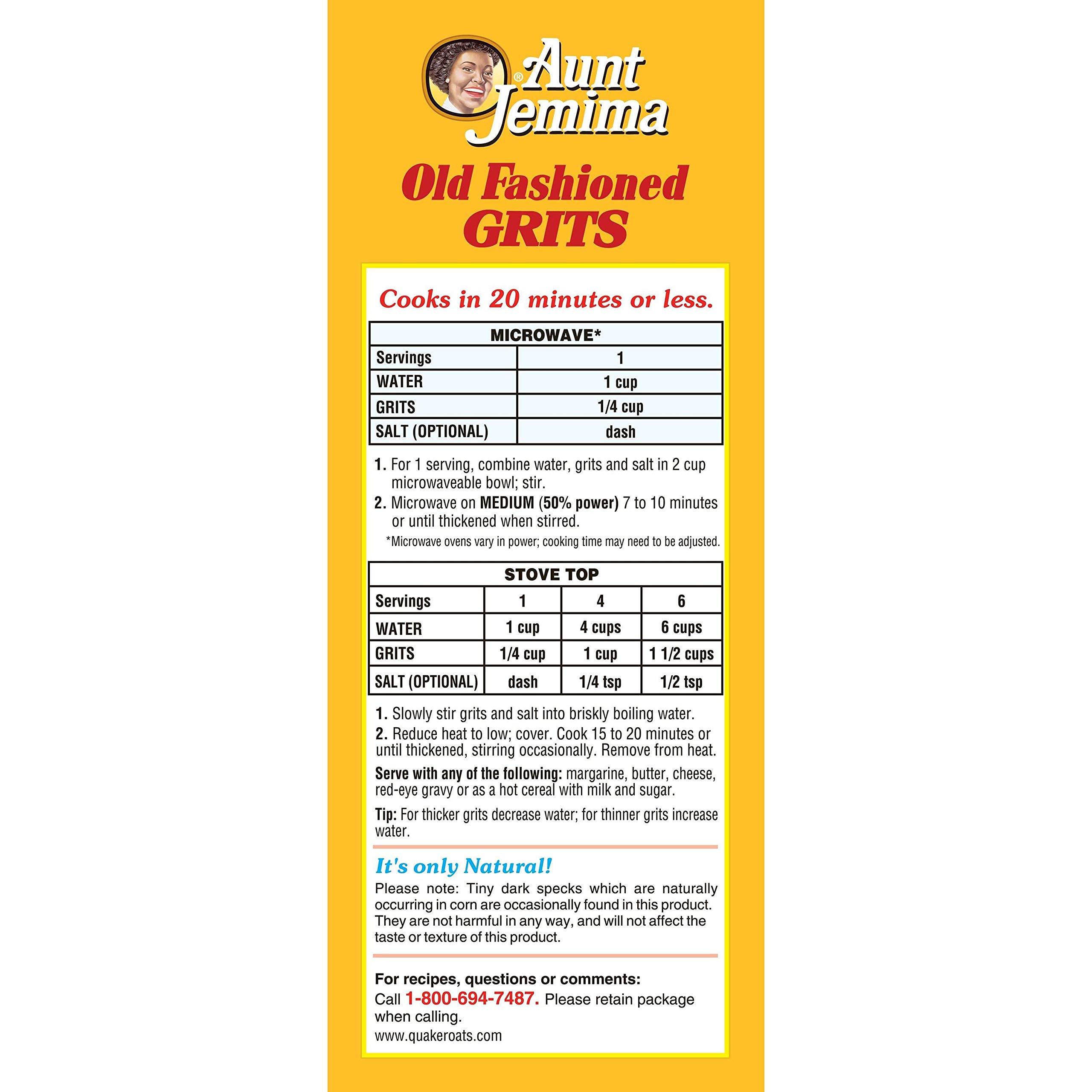 Pepsico Quaker Grits, Aunt Jemima Old Fashioned, 5 Pound 8 per case. Buy Online in United