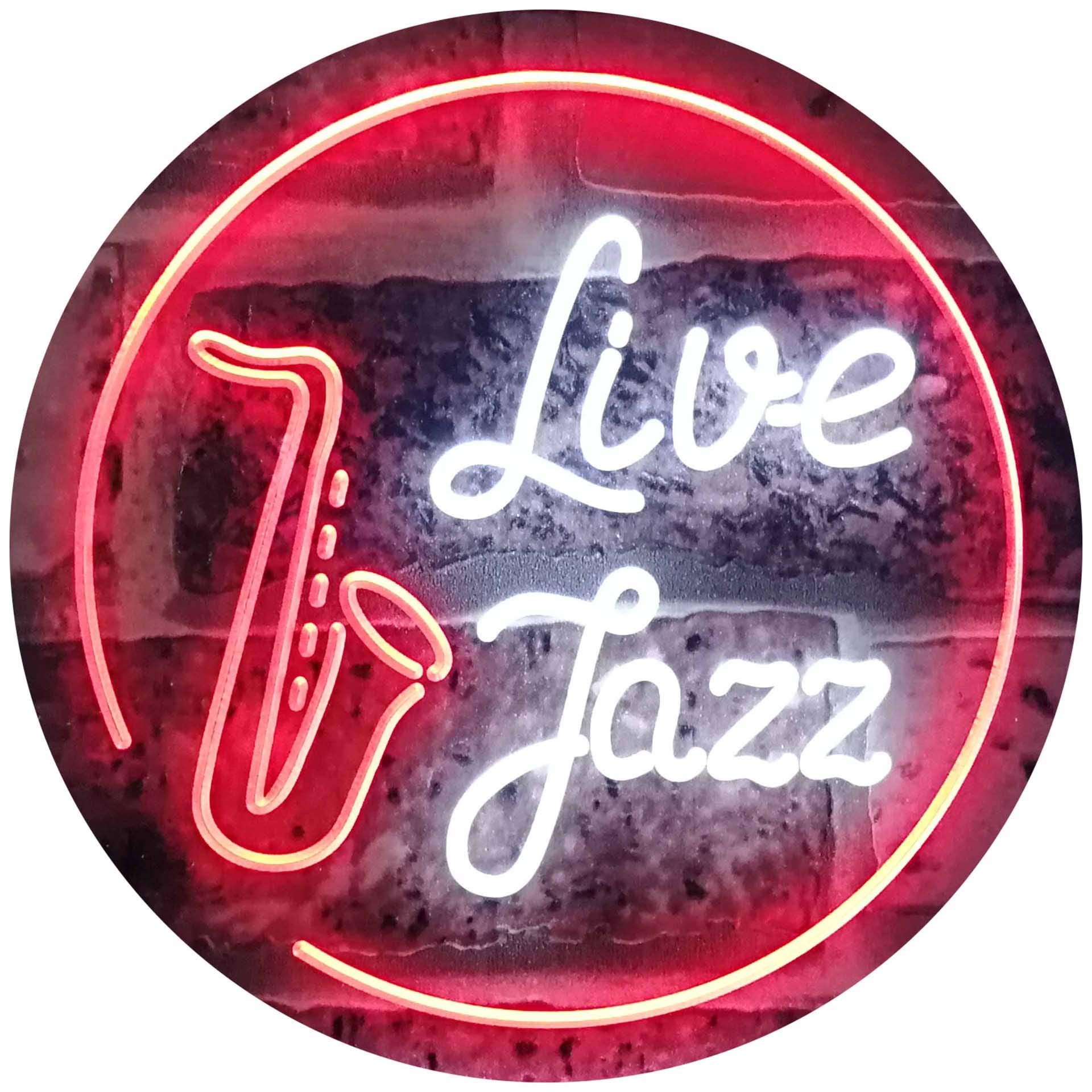 ADVPRO Live Jazz Music Room Dual Color LED Neon Sign White & Red 300 x 210mm st6s32-i2468-wr โ image 1