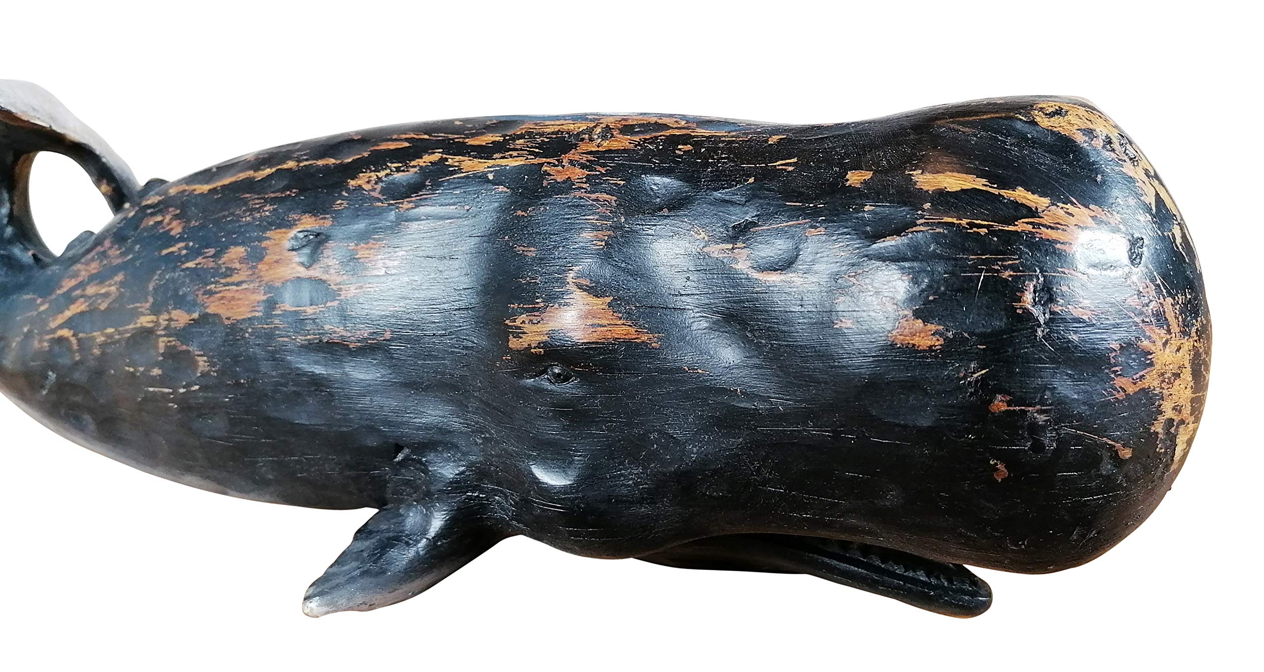 MichaelNoll Wal Walfisch Fisch Dekofigur Statue Skulptur Polyresin Modern - Maritime Deko für Wohnung in Holz-Optik - Dekoration für Wohnzimmer, Schlafzimmer oder Badezimmer - 47x16x15,5 cm
