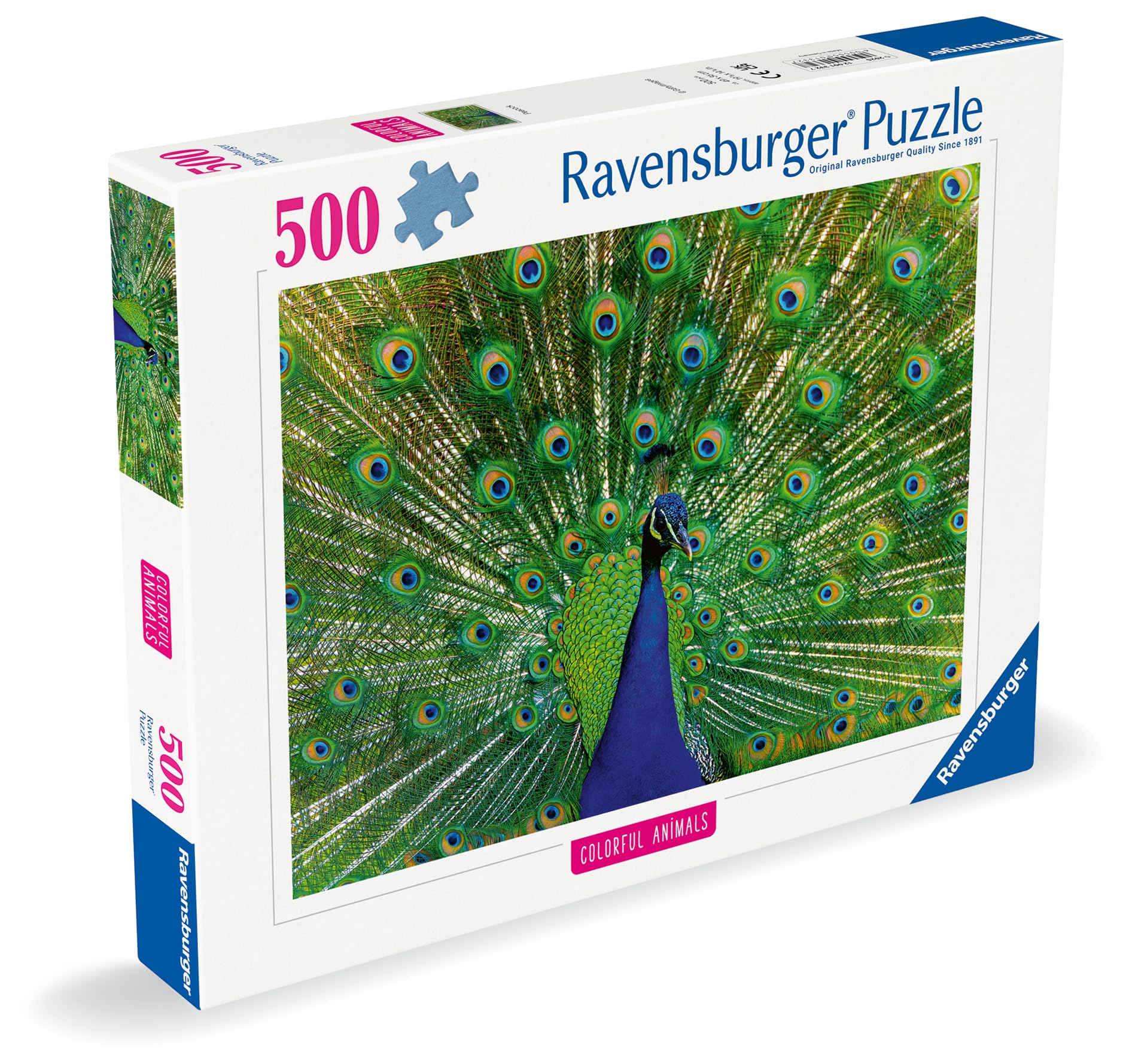 Ravensburger Peacock 500 Piece Jigsaw Puzzle for Adults Age 10 Years Up, Assorted Shades of Blue, Green and Gold, 500 Teile, 49 x 36 cm - Image 3