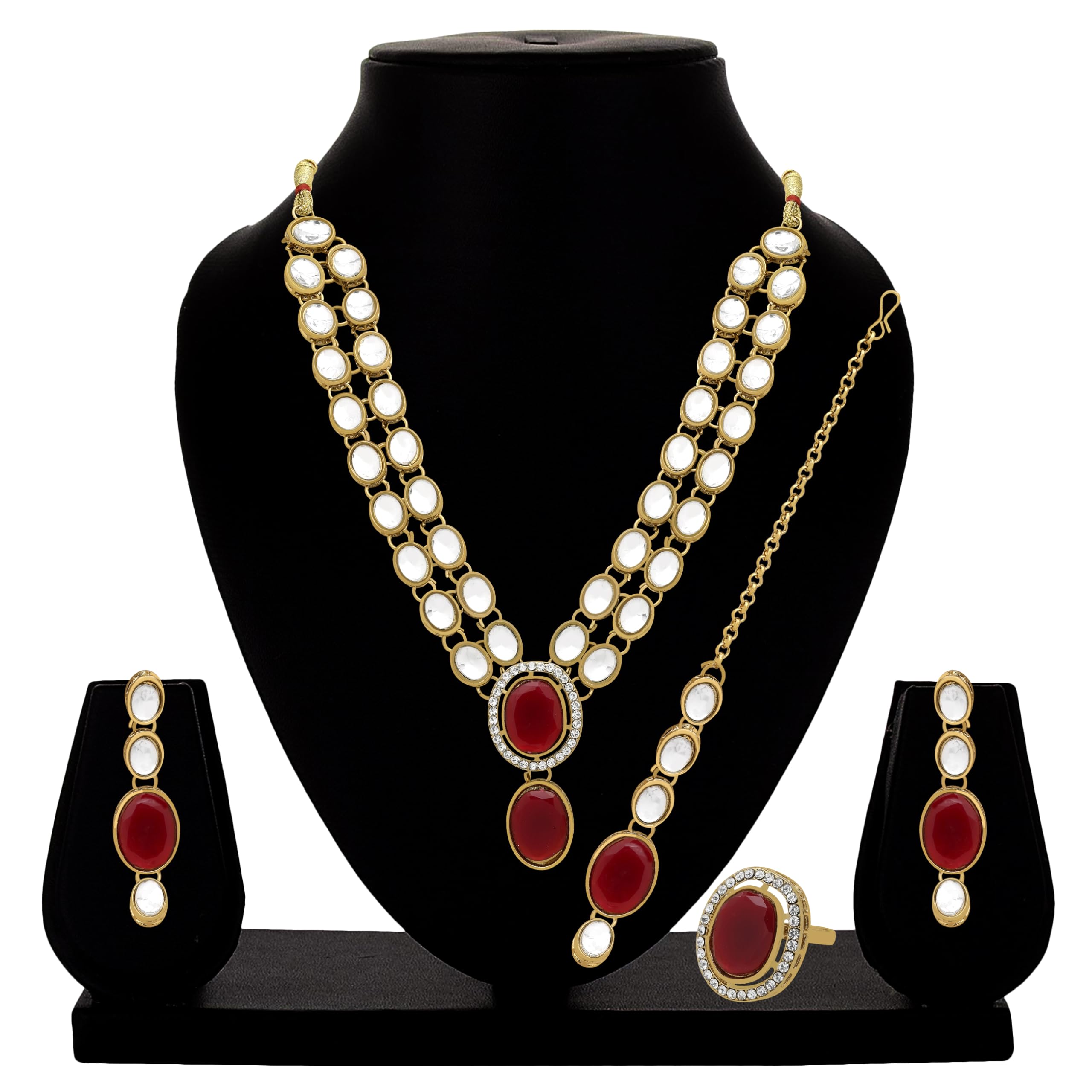 Samyuktha Kundan Owalny naszyjnik typu choker Grace dla kobiet (kasztanowy), metal, bez kamieni szlachetnych, Metal, Bez kamieni szlachetnych