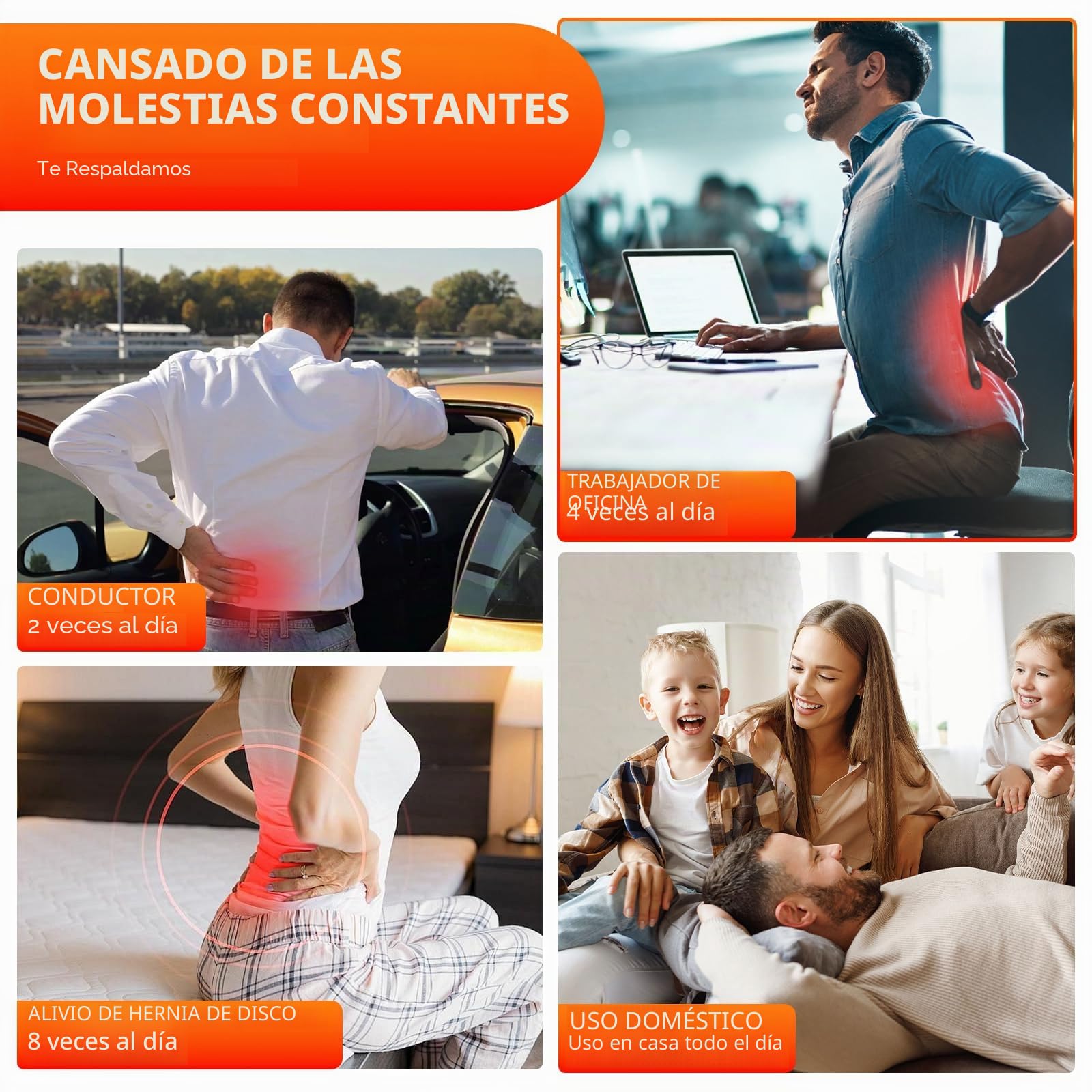 Manta Electrica Lumbar, Cinturon Lumbar Calefaccion Infrarroja Portatil con 5 Niveles de Calor, 5 Modos de Masaje, Batería de 5000mAh y Temporizador 30 Min, Hombre y Mujer (125 x 24 cm)