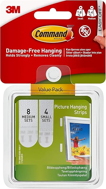 Command Picture Hanging Strips, 4 x 2 Small and 8 x 2 Medium Adhesive Strips - For Pictures & Frames in Different Sizes - Damage Free Hanging