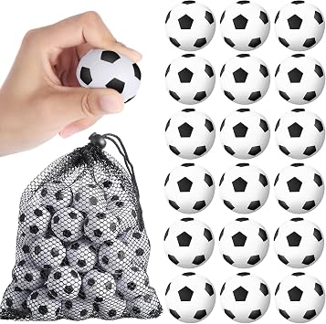 Kasyat 40 Pcs Mini Soccer Stress Balls Sports Foam Stress Balls Relaxation Gadgets Fidget Relief Toy Bulk Soccer Party Favors with Drawstring Mesh Bag, 1.2 Inch