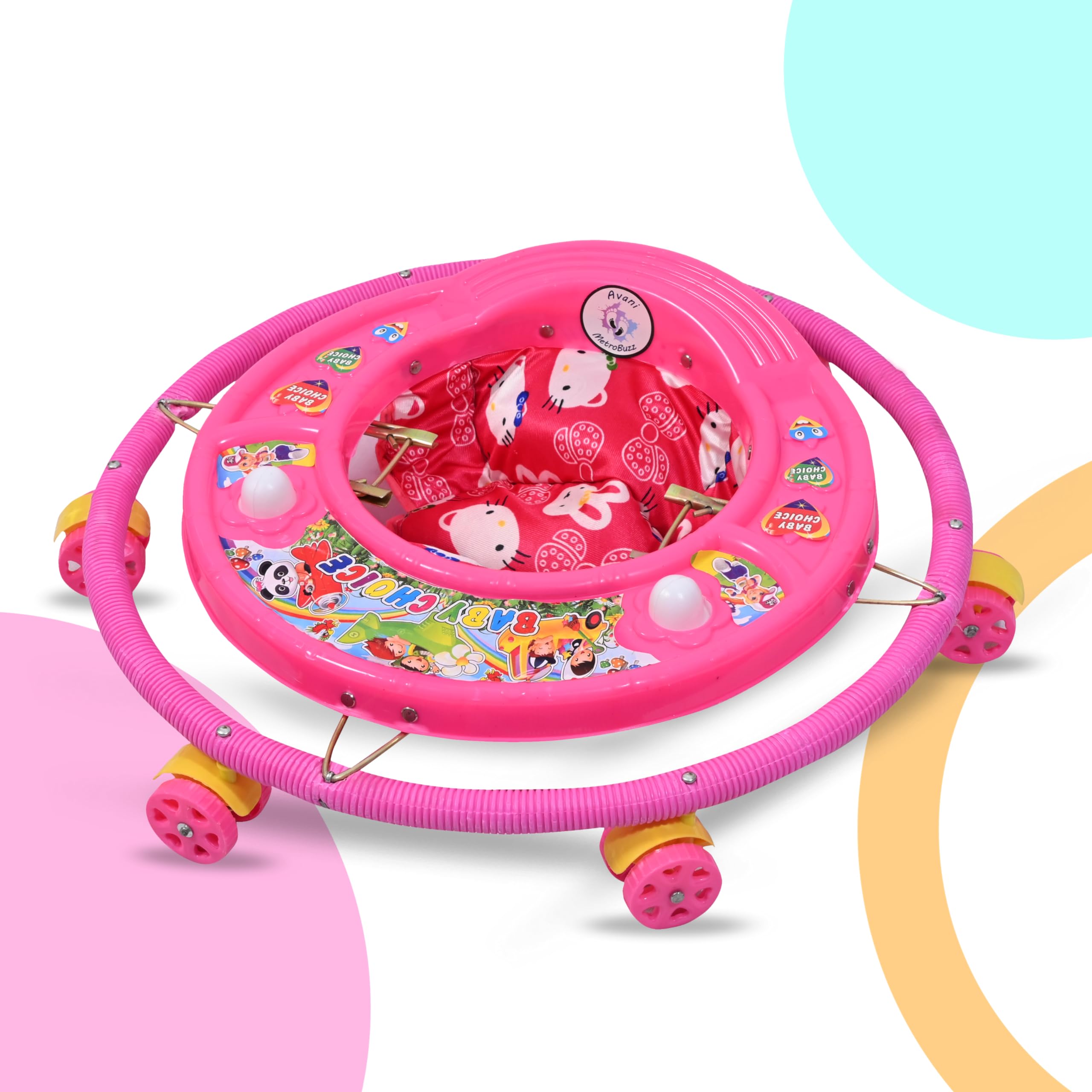 AVANI METROBUZZ Baby Activity Play Foldable Walker with Chu-Chu Toy-Bar (Pink) - Image 3 thumbnail