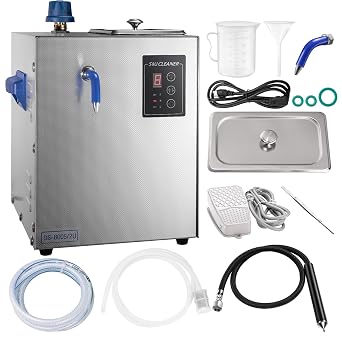 DZQ 2 in 1 Jewelry Steam & Ultrasonic Cleaner, 1200W Steam at 135C, 40W Ultrasonic, 2L SUS304 Tank, 5KG Adjustable Pressure, Beaker, Funnel, Tweezers & Removable Steam Nozzle Included