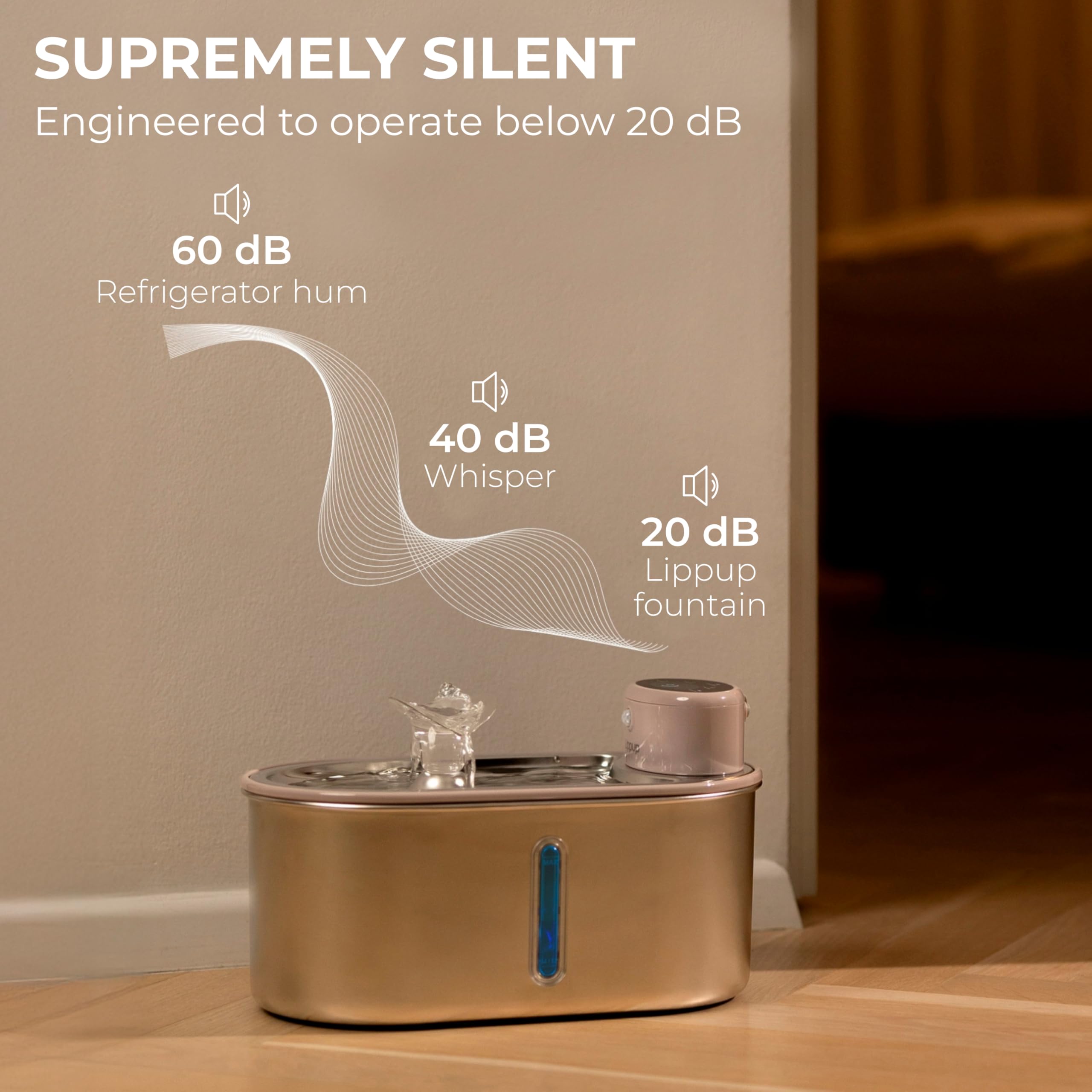 Wireless Cat Water Fountain Stainless Steel 108oz/3.2L, Cordless, Battery Operated Cat Fountain (Last up to 50 Days), Ultra Quiet, 2 Flow Modes, Multi-Filtration, BPA Free, Includes 2 Filters - White - image 7