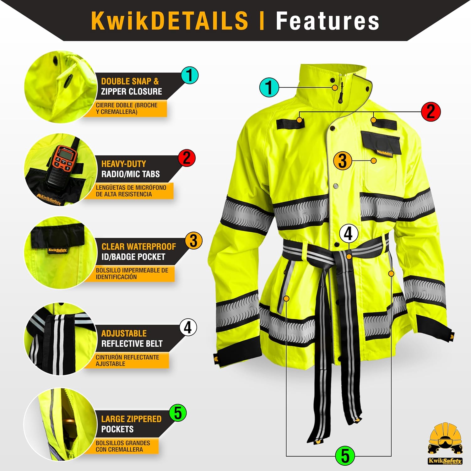 KwikSafety - Women’s High Visibility Safety Rain Jackets & Trench Coats - ANSI Class 3 Reflective Hi Vis Apparel - Image 4