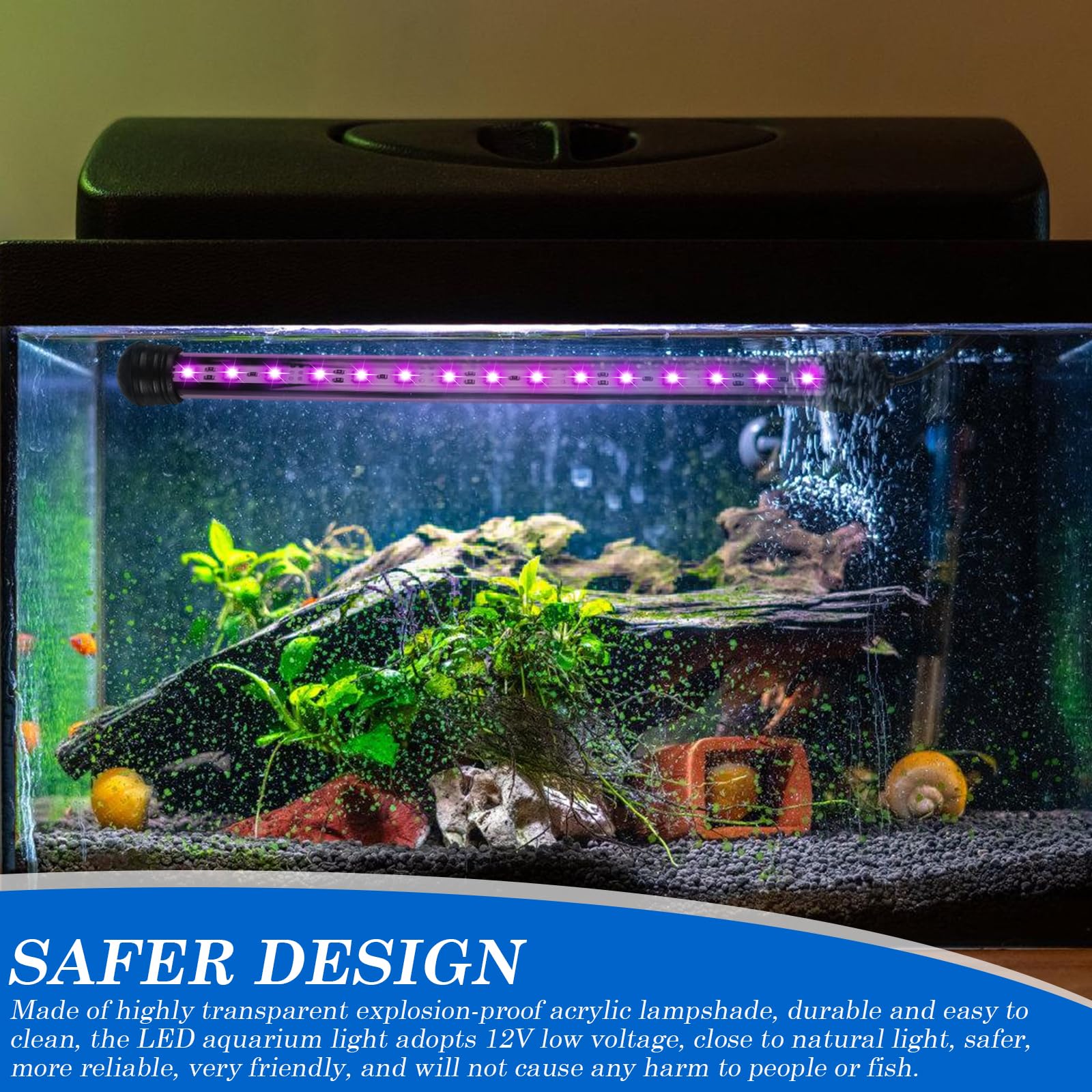 Aquarium Beleuchtung 28cm, Aquarium Licht mit Fernbedienung Einstellbare Farbe, IP68 Völlig Wasserdicht Aquarium Licht, Aquarium LED Beleuchtung Geeignet für Aquarienpflanzen und Fische