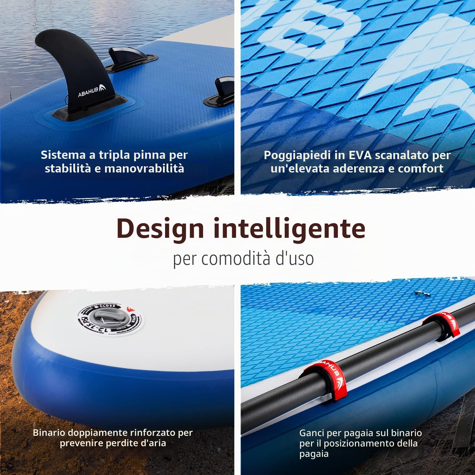 Abahub Tavola SUP Gonfiabile Set Tavola Stand Up Paddle Sedile Kayak, con Pagaia in Alluminio Regolabile, per Kayak, Yoga, Pesca 320x 78/84x 15cm