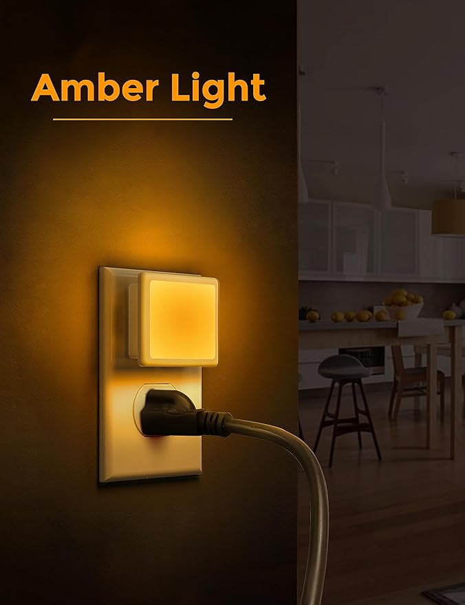 L LOHAS LED L LOHAS LED Night Lights Plug into Wall 2-Pack, 0.3W Plug in Night Light, Dusk to Dawn, 2000K Amber Light, Sleep Aid Nightlight Auto-On/Off, for Adults Kids Room, Bedroom, Bathroom, Hallway, Non-Dim photo 6
