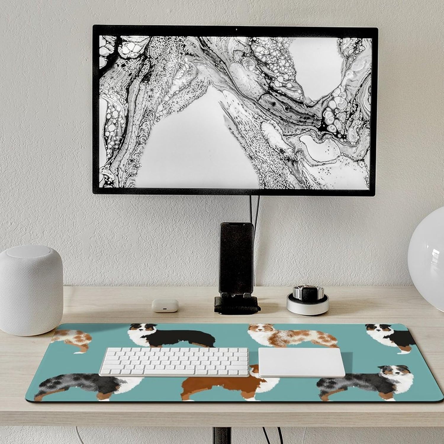 Australian Shepherds Dogs Pattern Fashionable Anti Slip Table Mat, Waterproof Mouse Protection Pad 40x90cm