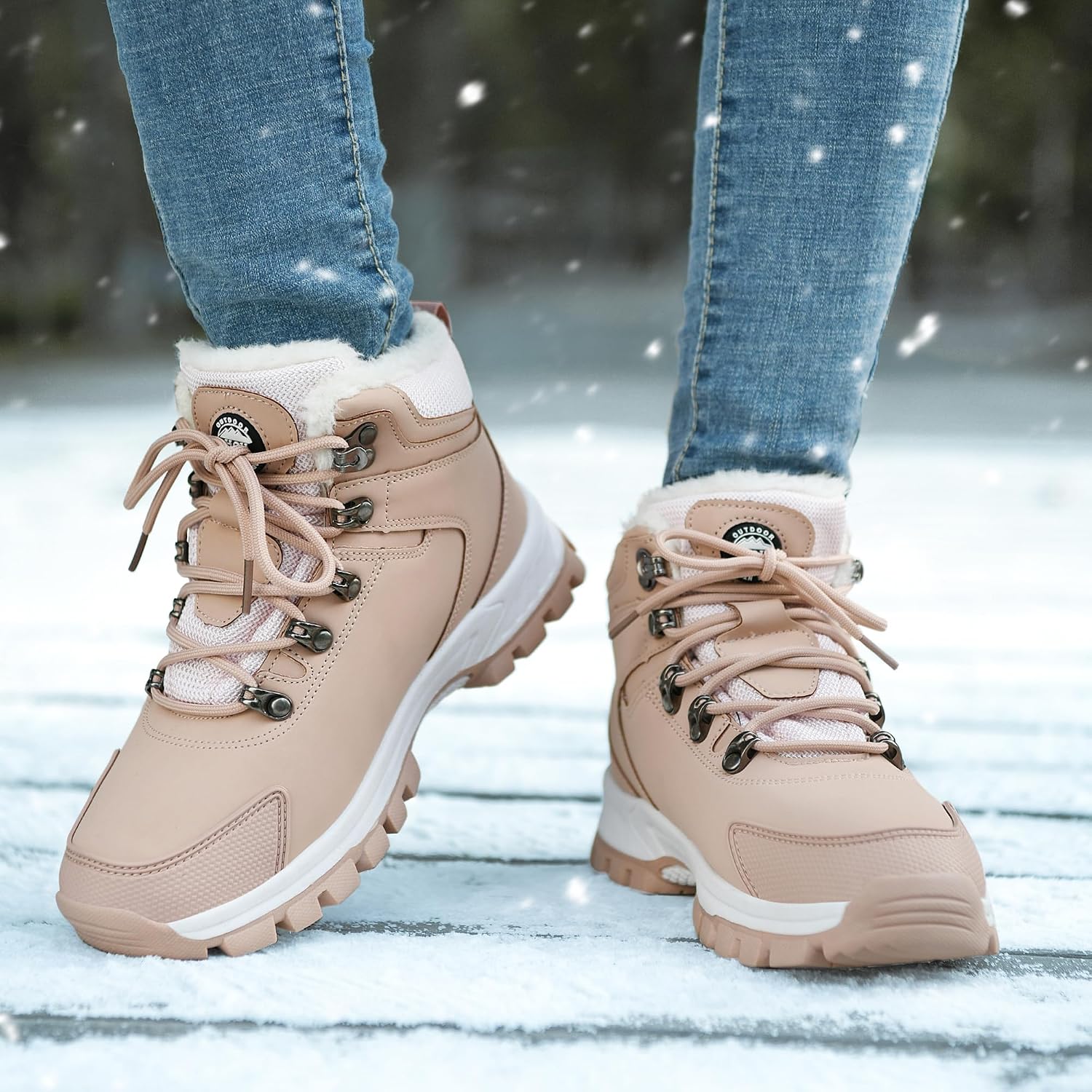 MEHOTO Men Women Warm Snow Boots, Soft Warm Sole Fur Lined Waterproof Anti Klip Winter Ankle Hiking Climping Walking Booties