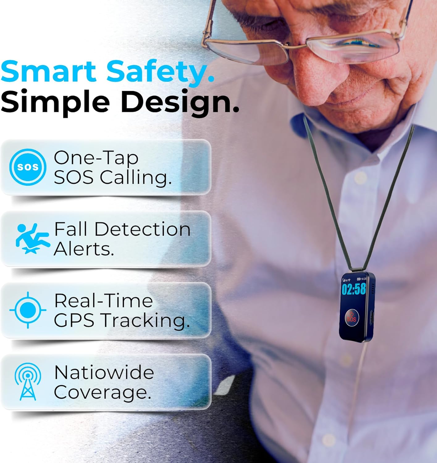 SecuLife New 2026 Fall Alert Device, Medical Alert Pendant with for Seniors, SOS Call, GPS Tracking & Reminders – Wearable Emergency Necklace for Elderly, Waterproof, 2-Way Calling, Panic Button - Image 3