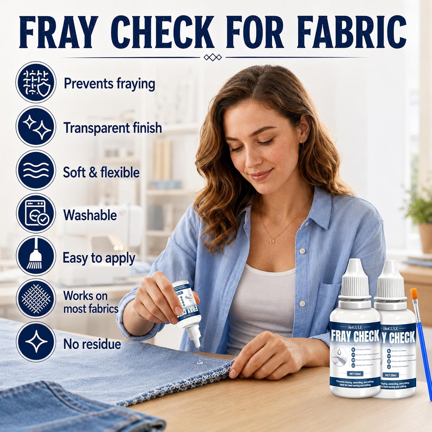 Fray Check for Fabric Clear, Fray Stop, Prevent Fraying and Unraveling