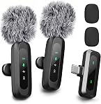 2026 Mise à jour Mini Microphone Lavalier sans fil avec LED Affichage, USB-C Clip-on Mic pour iPhone, iPad, Android, PC, Petit Lapel Mic pour l'enregistrement YouTube Vidéo Podcast Vlog, avec 4X pare-brise
