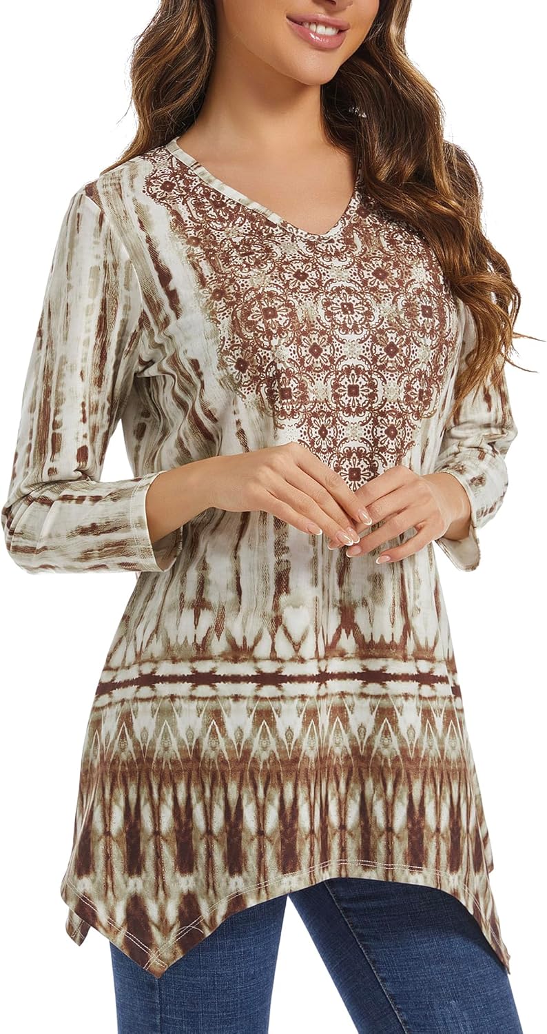 OHO Women's Long-Sleeve Sublimated Print T Shirt Holiday T-Shirt